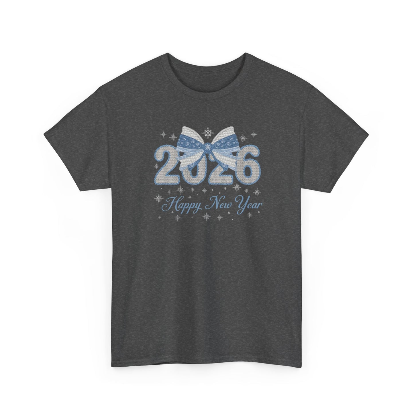 2026 Happy New Year Tee Festive Blue Bow New Year T-Shirt