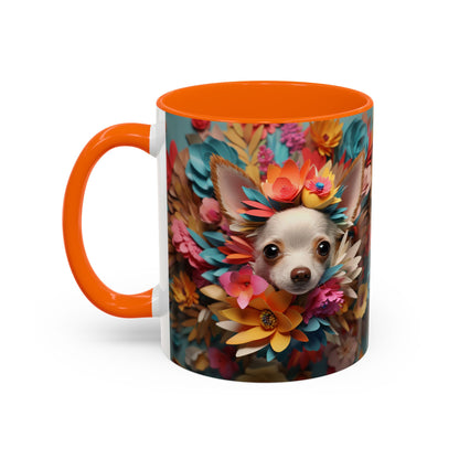 Chihuahua Floral Wreath Accent Coffee Mug — Colorful Pet Lover Gift (11/15oz)