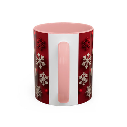 Santa Claus Pattern Mug | Red Snowflakes Christmas Coffee Cup