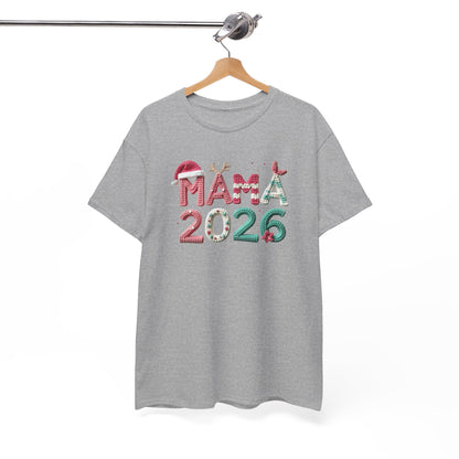 Mama 2026 Christmas Tee Festive Mama Pregnancy Announcement Shirt