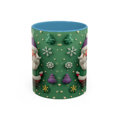 Whimsical Santa Pattern Accent Coffee Mug | Christmas Santa Snowflakes 11oz 15oz