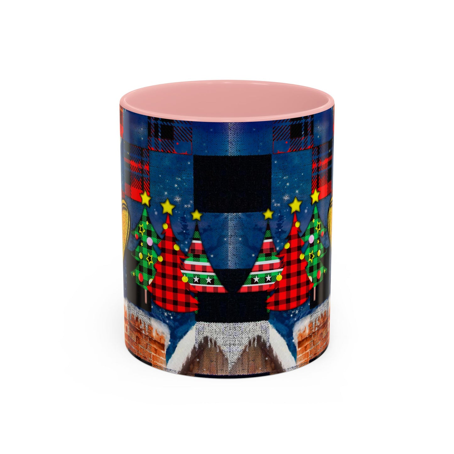 Plaid Christmas Trees Heart Mug | Accent Coffee Mug