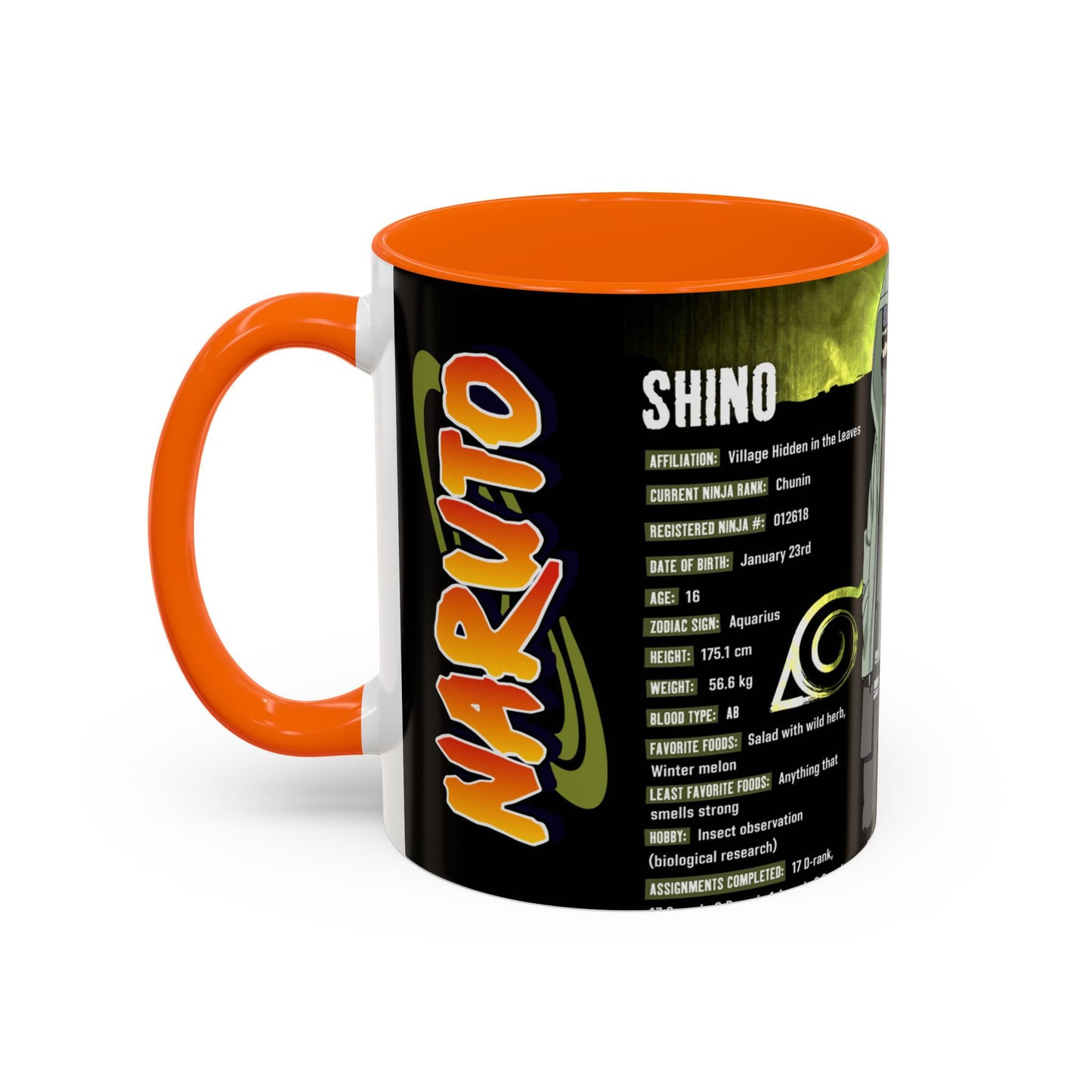 Naruto Shippuden Shino Aburame Accent Coffee Mug | Anime Character Fan Gift (11/15oz)