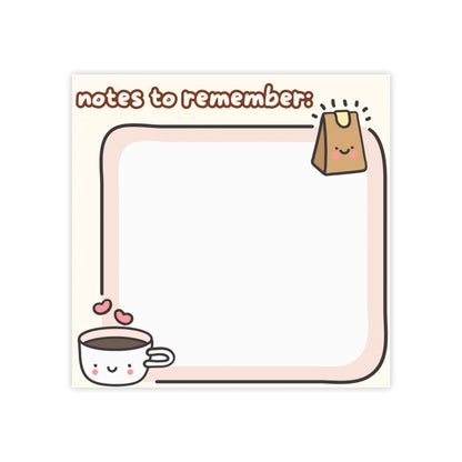 Notes to Remember Sticky Note Pad | Kawaii Tea & Bag Sticky Notes