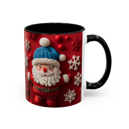 Santa Claus Pattern Mug | Red Snowflakes Christmas Coffee Cup