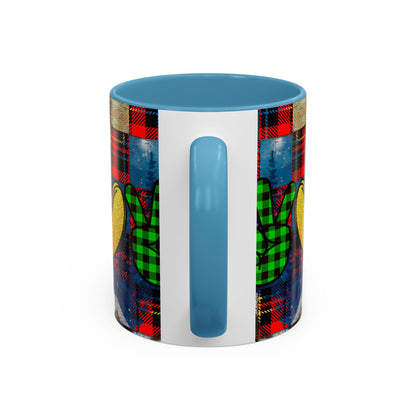Plaid Christmas Trees Heart Mug | Accent Coffee Mug