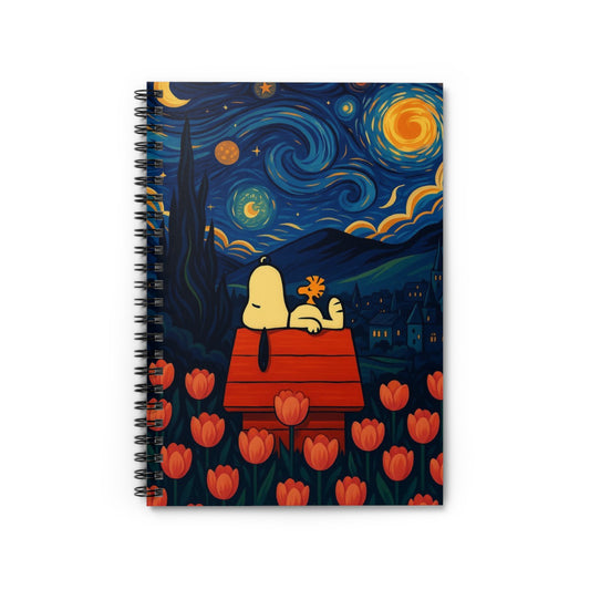 Starry Night Snoopy Scene Notebook | Spiral Ruled Journal
