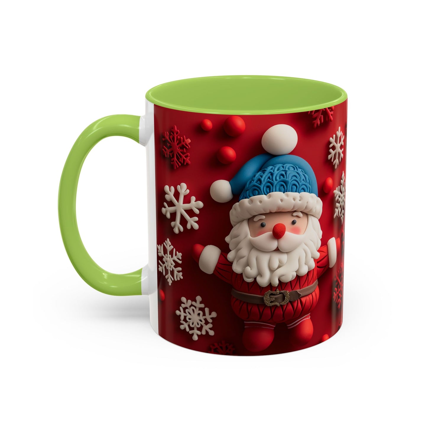 Santa Claus Pattern Mug | Red Snowflakes Christmas Coffee Cup