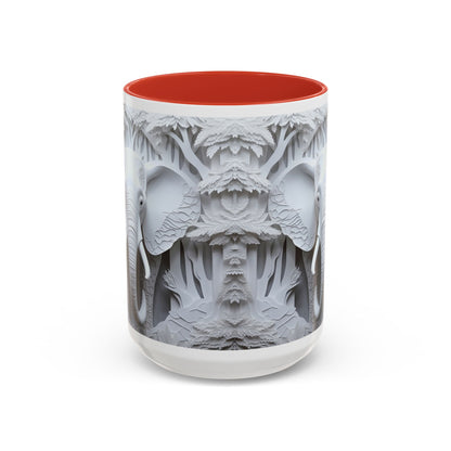 Elephant Relief Accent Coffee Mug — Grey Carved Jungle Design (11/15oz)