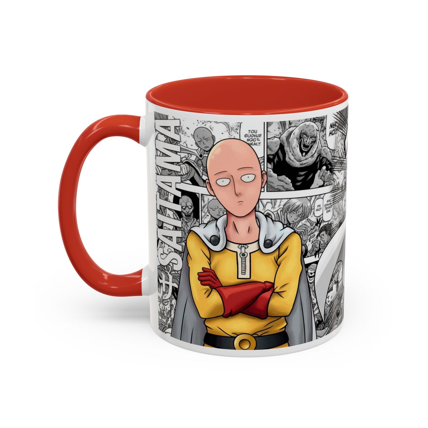 Saitama Mug |One Punch Man Inspired Collage Accent Mug (11/15 oz)
