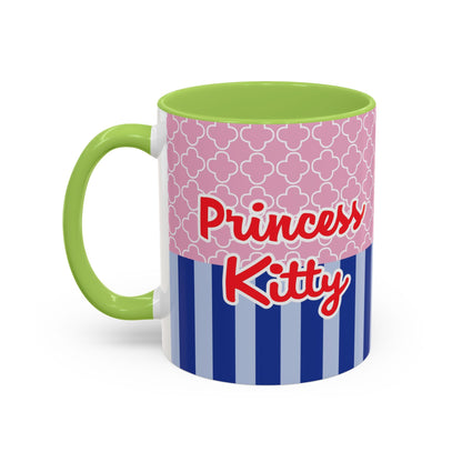Princess Kitty Hello Kitty Accent Coffee Mug | Cute Pink & Blue 11/15oz