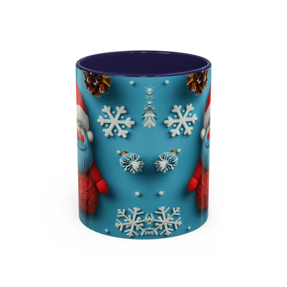 Blue Santa Claus Mug | Snowflakes Holiday Coffee Mug