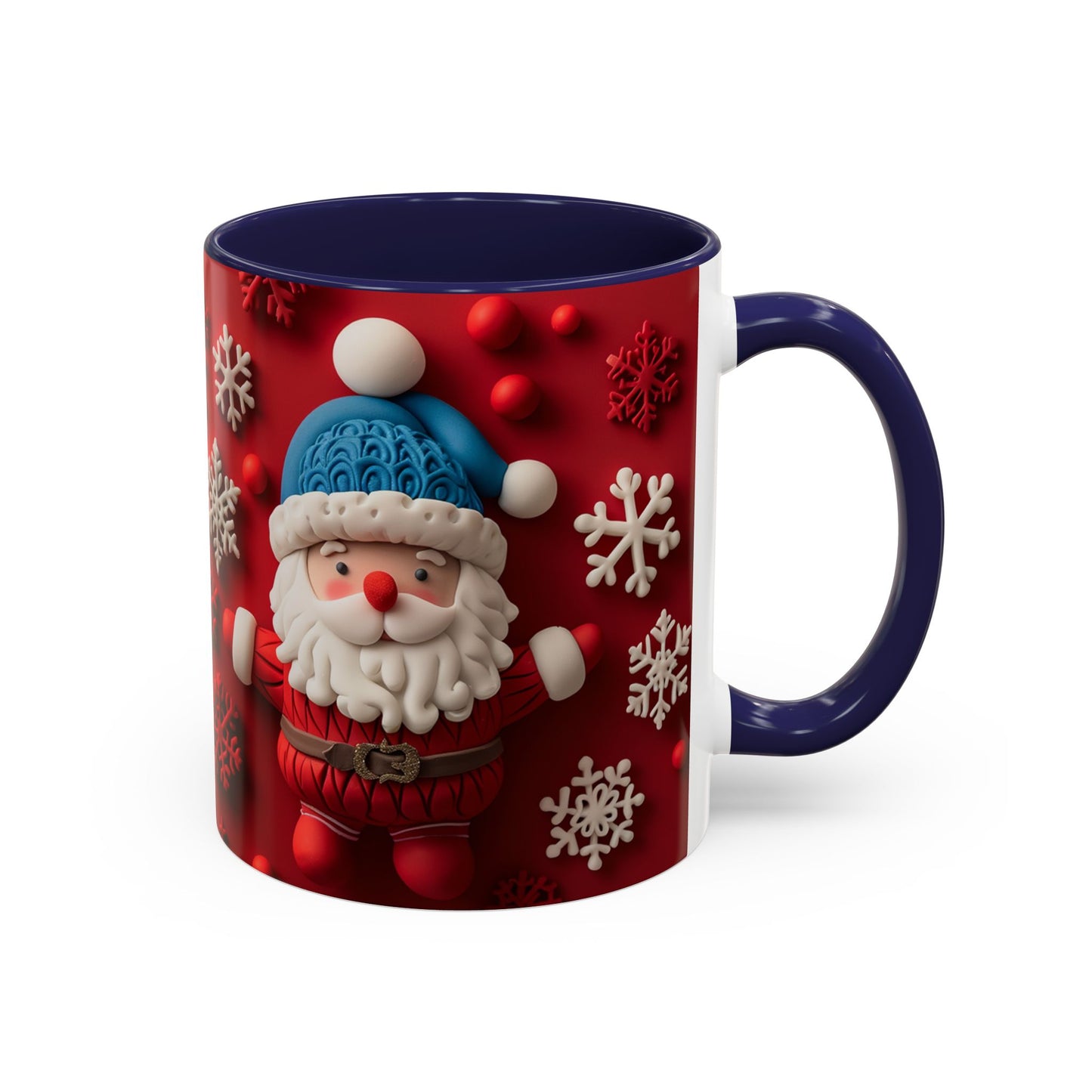Santa Claus Pattern Mug | Red Snowflakes Christmas Coffee Cup