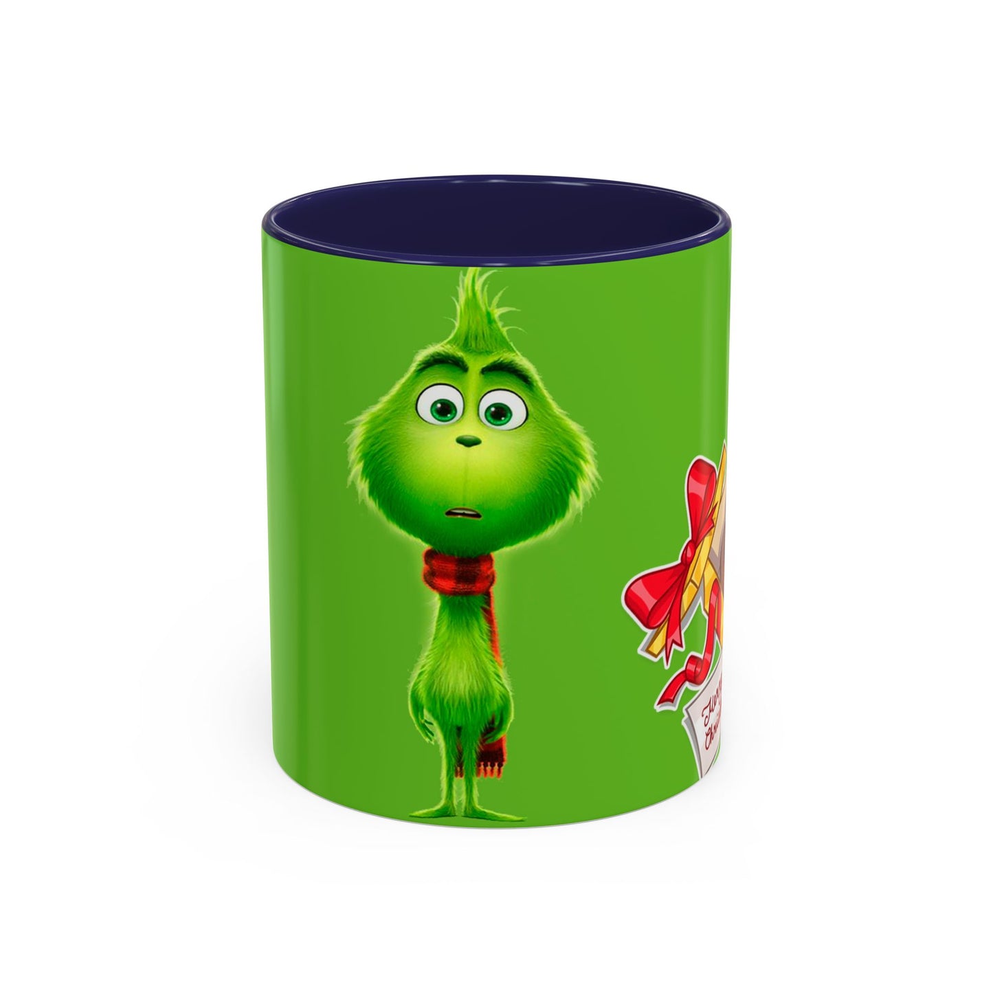 Grinch Character with Poop Present Mug | Accent Coffee Mug