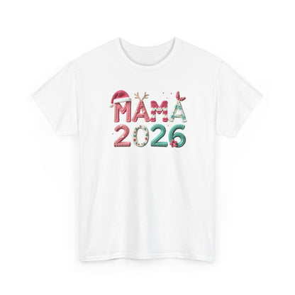 Mama 2026 Christmas Tee Festive Mama Pregnancy Announcement Shirt