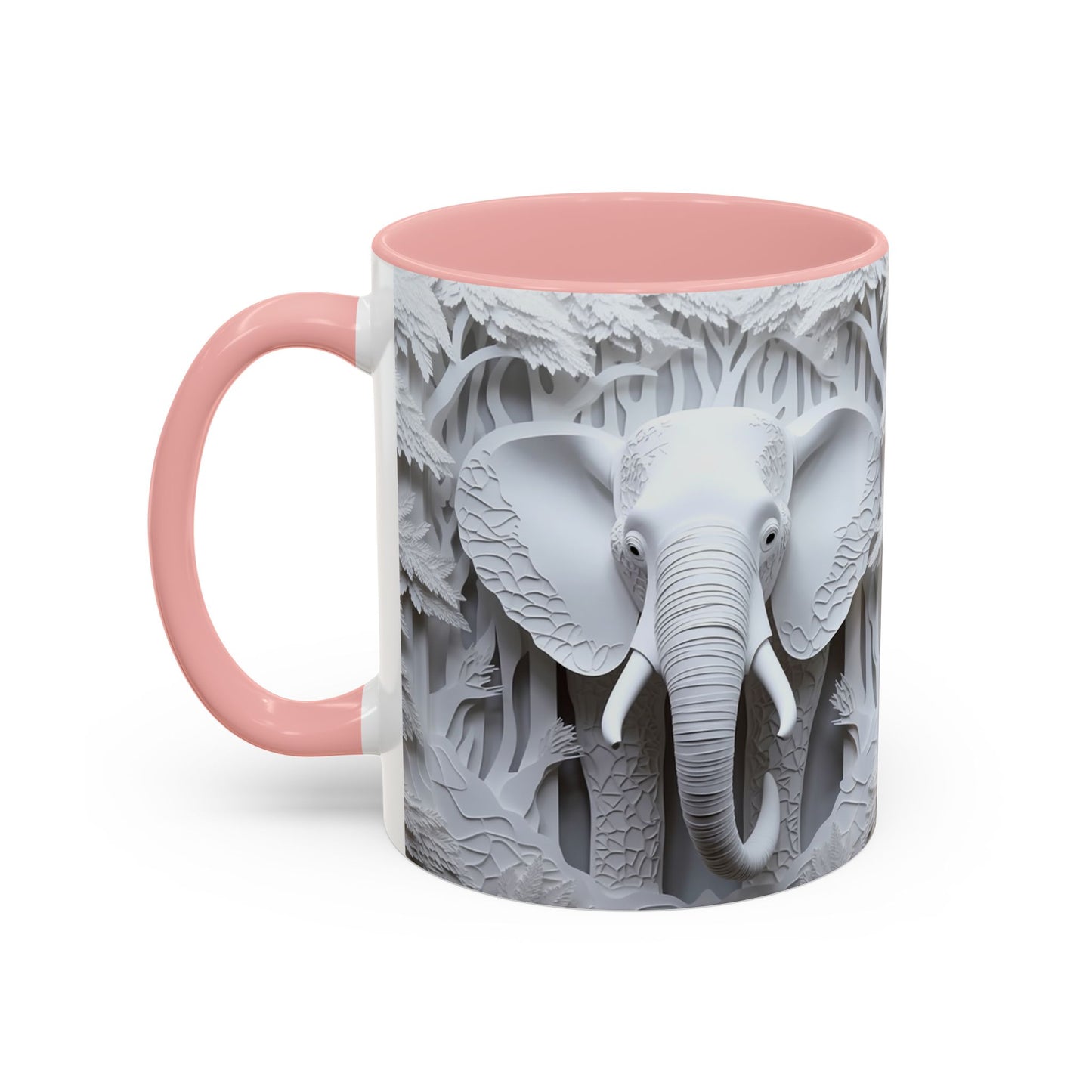 Elephant Relief Accent Coffee Mug — Grey Carved Jungle Design (11/15oz)
