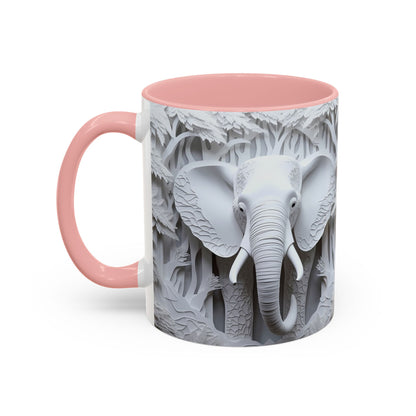Elephant Relief Accent Coffee Mug — Grey Carved Jungle Design (11/15oz)