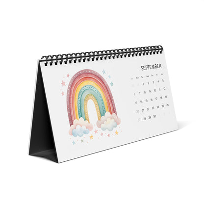 Minimal Pink Grid Desktop Calendar (2026) | Desk Planner