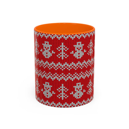 Snowman Knit Pattern Accent Mug | Christmas Holiday Coffee Cup