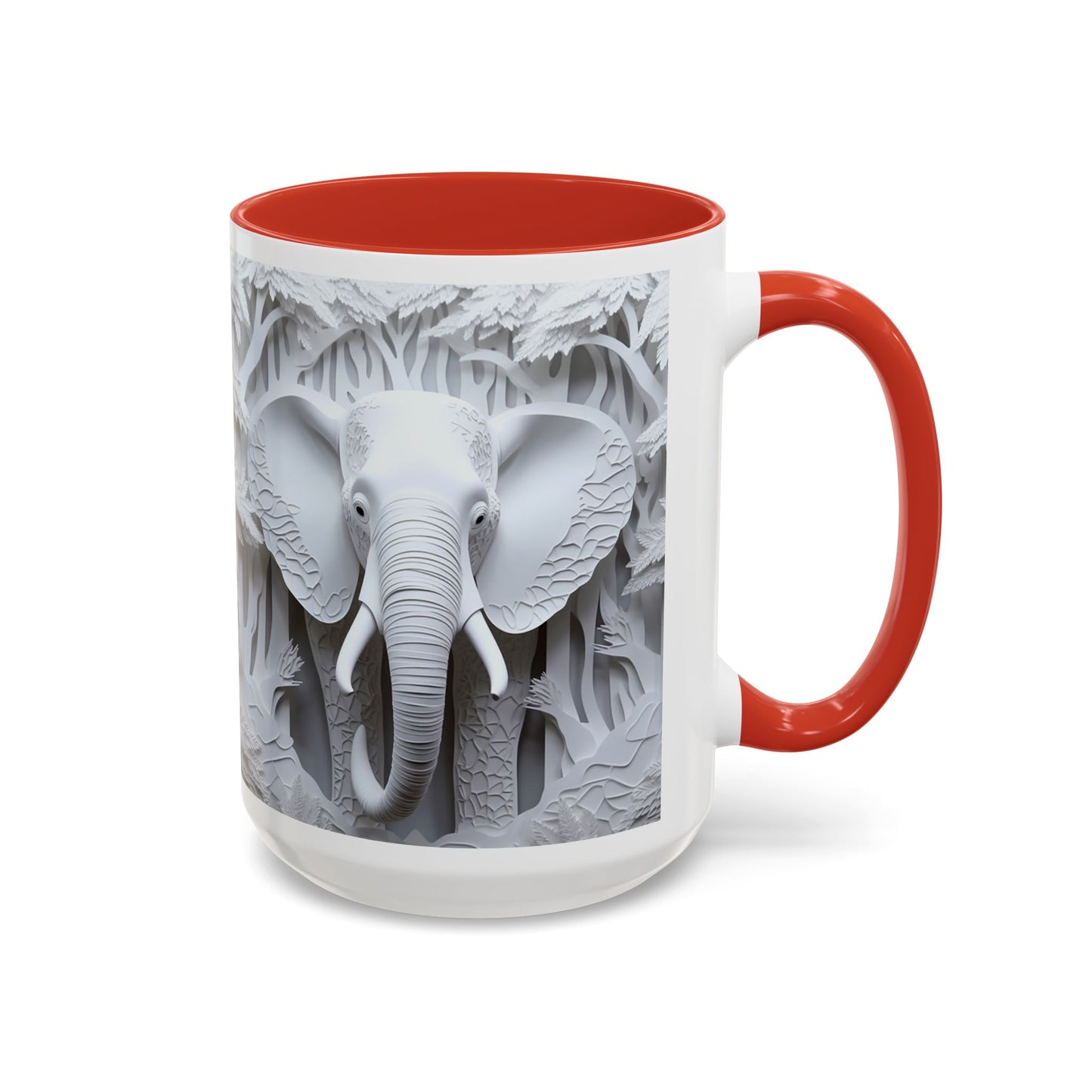 Elephant Relief Accent Coffee Mug  Grey Carved Jungle Design (11/15oz)