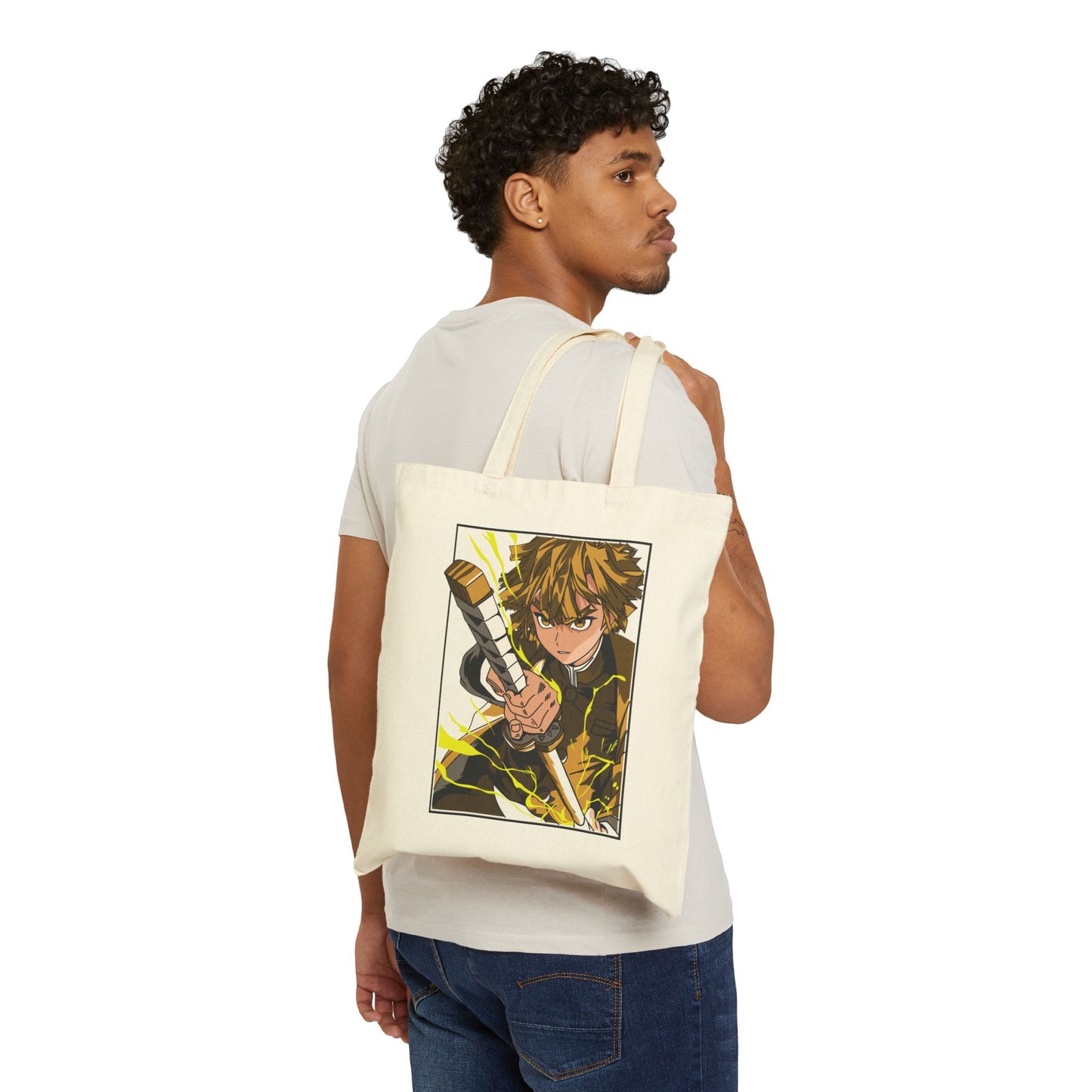 Zenitsu Canvas Tote Bag | Demon Slayer Inspired Canvas Tote Bag
