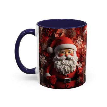 Santa Claus Mug | Christmas Santa Coffee Mug, Red Snowflake Holiday Ceramic