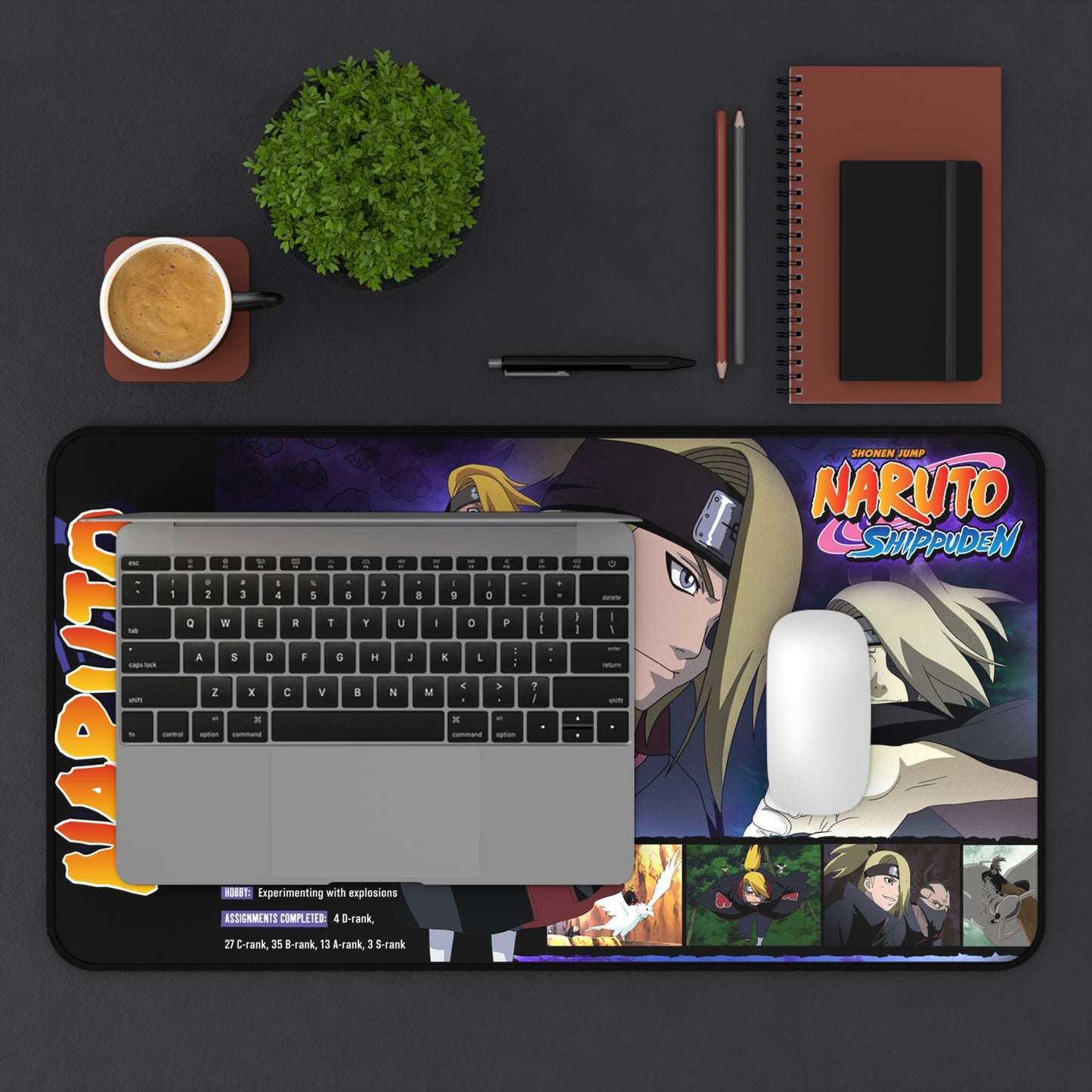 Naruto Deidara Anime Gaming Desk Mat | Large Mousepad with Character Collage