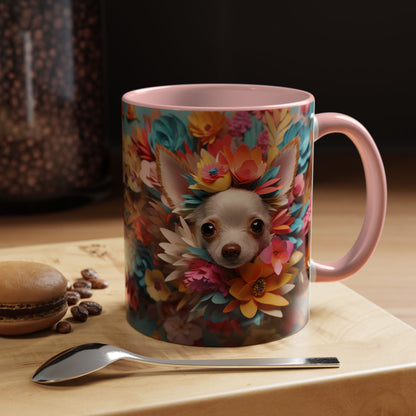 Chihuahua Floral Wreath Accent Coffee Mug — Colorful Pet Lover Gift (11/15oz)