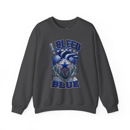 Customizable Cowboys Fan I Bleed Blue heart design Sweatshirt | Sports fan apparel