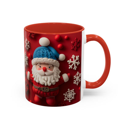 Santa Claus Pattern Mug | Red Snowflakes Christmas Coffee Cup