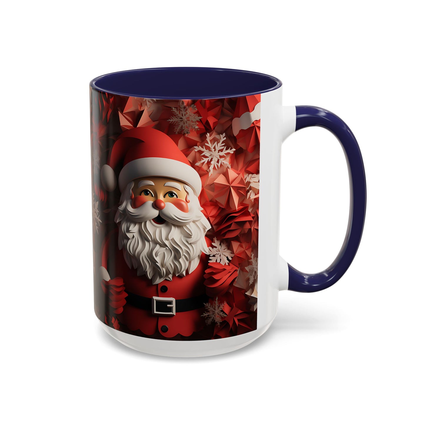 Santa Claus Mug | Christmas Santa Coffee Mug, Red Snowflake Holiday Ceramic