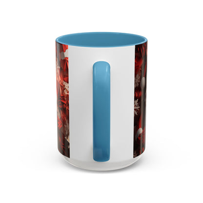 Santa Claus Mug | Christmas Santa Coffee Mug, Red Snowflake Holiday Ceramic