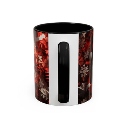 Santa Claus Mug | Christmas Santa Coffee Mug, Red Snowflake Holiday Ceramic