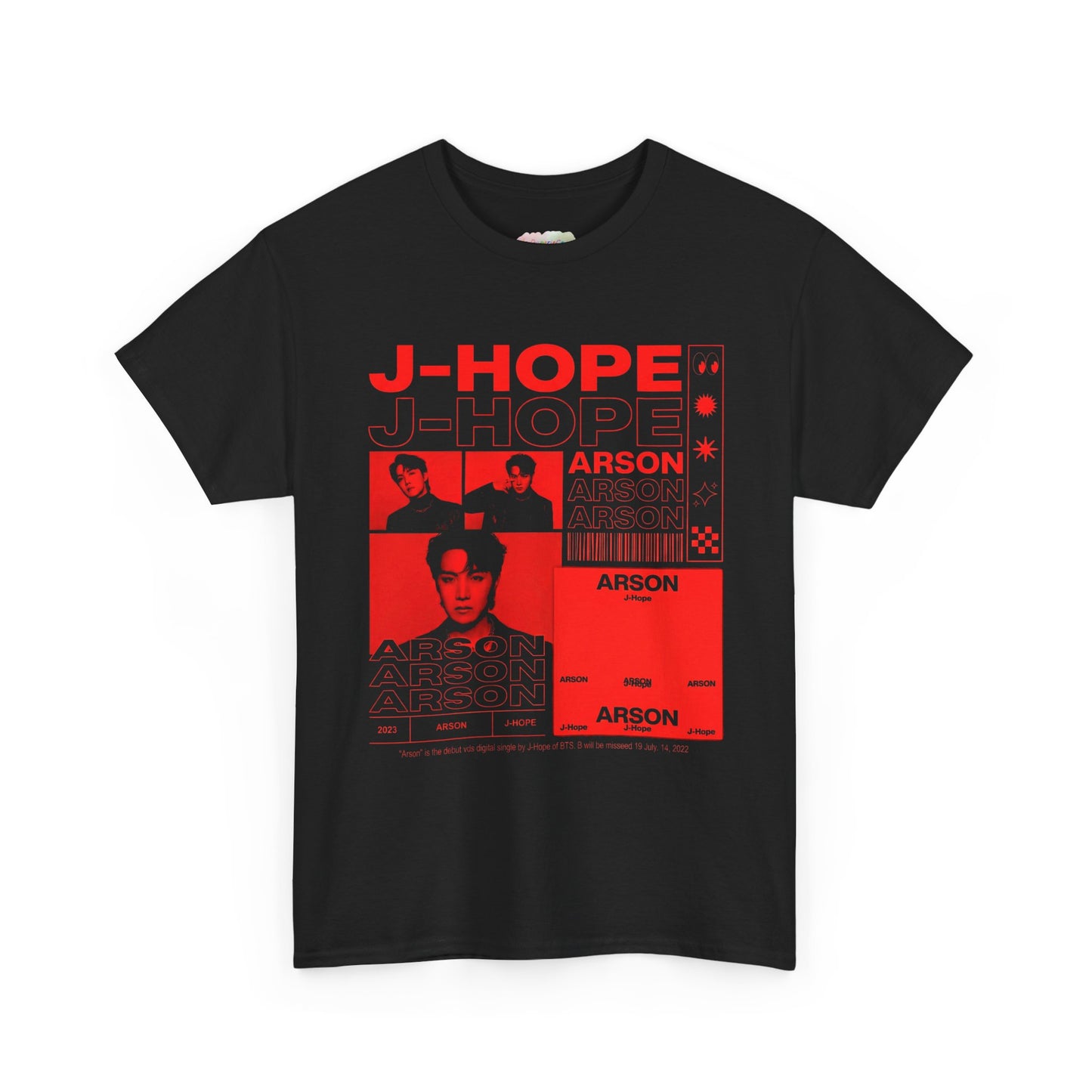 J-HOPE Arson Photo Collage Tee | Red Black K-Pop Graphic Shirt