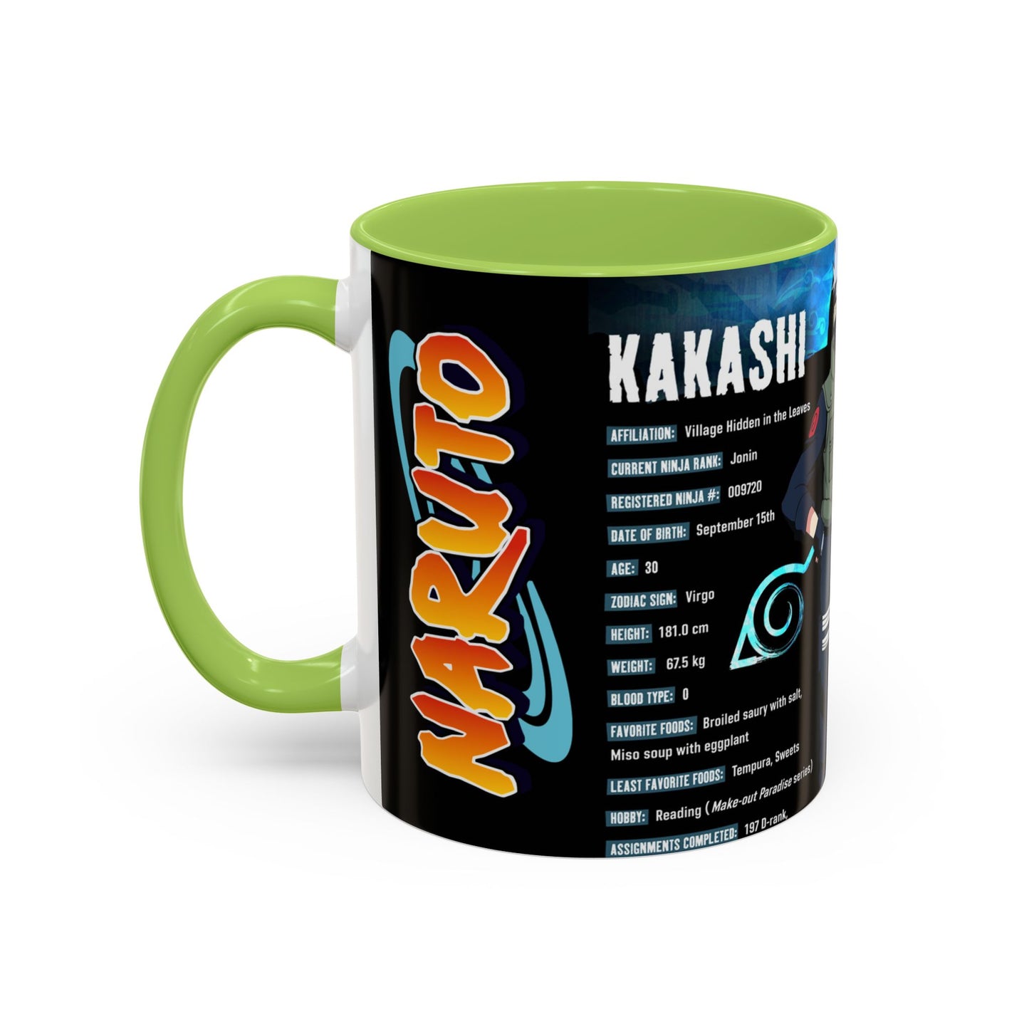 Naruto Kakashi Accent Coffee Mug  Anime Character Collage 11/15oz