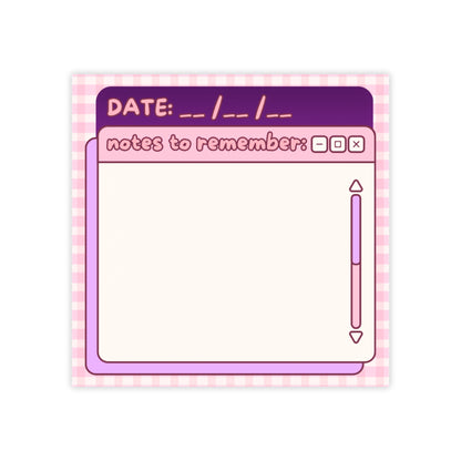 Notes to Remember Sticky Note Pad | Cute Pink Desktop Sticky Notes