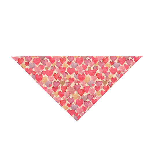 Valentine Watercolor Hearts Pet Bandana – Romantic Pink Dog & Cat Accessory