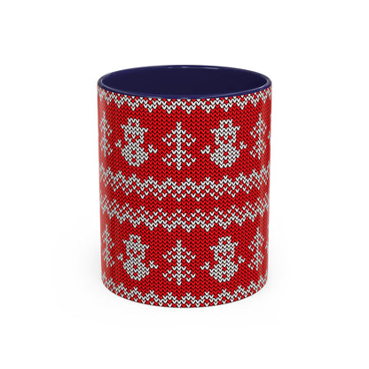 Snowman Knit Pattern Accent Mug | Christmas Holiday Coffee Cup