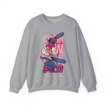 Cherry Anime Girl with Bat Crewneck Sweatshirt | Kawaii Japanese Text