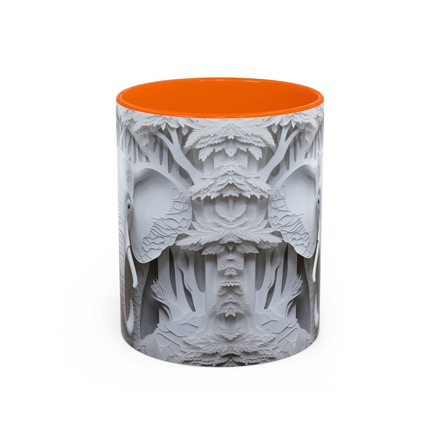 Elephant Relief Accent Coffee Mug — Grey Carved Jungle Design (11/15oz)