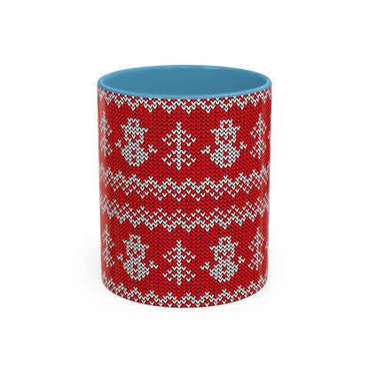 Snowman Knit Pattern Accent Mug | Christmas Holiday Coffee Cup