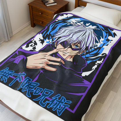 Anime Sorcerer Illustration Velveteen Plush Blanket | Jujutsu Theme
