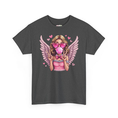 Pink Bubblegum Angel Tee | Winged Girl, Heart Sunglasses, Cute Retro