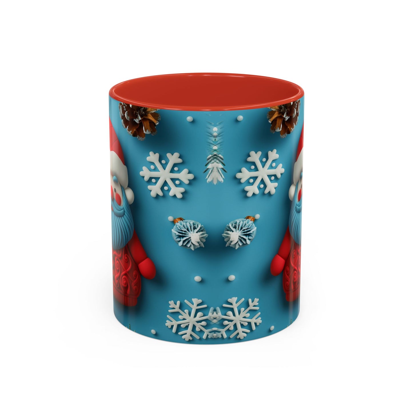 Blue Santa Claus Mug | Snowflakes Holiday Coffee Mug