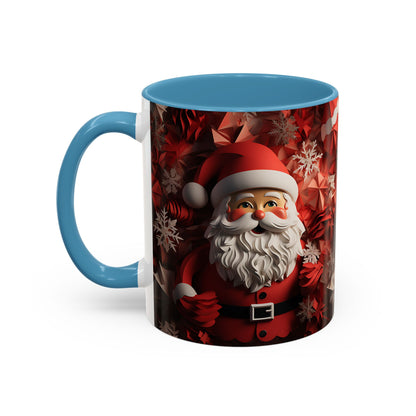 Santa Claus Mug | Christmas Santa Coffee Mug, Red Snowflake Holiday Ceramic