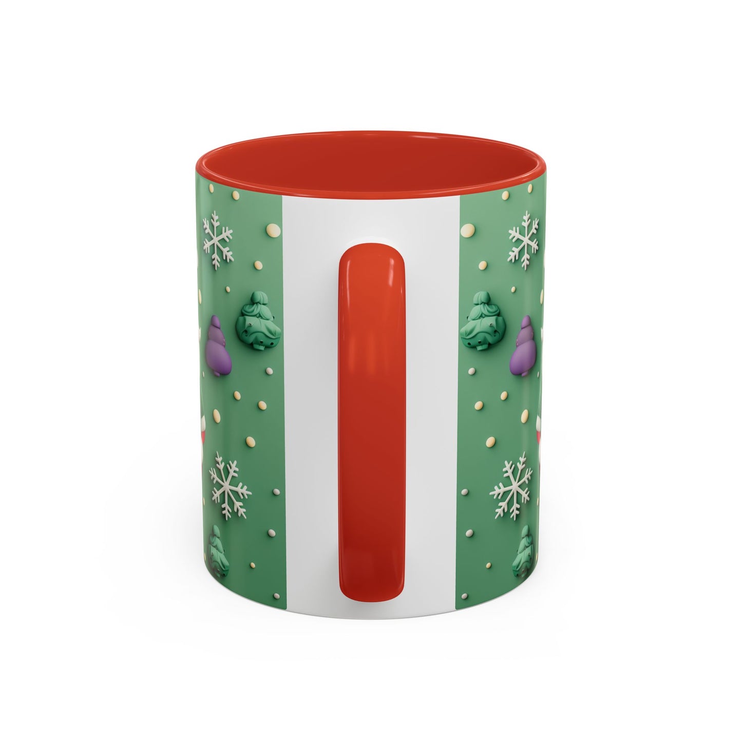 Whimsical Santa Pattern Accent Coffee Mug | Christmas Santa Snowflakes 11oz 15oz