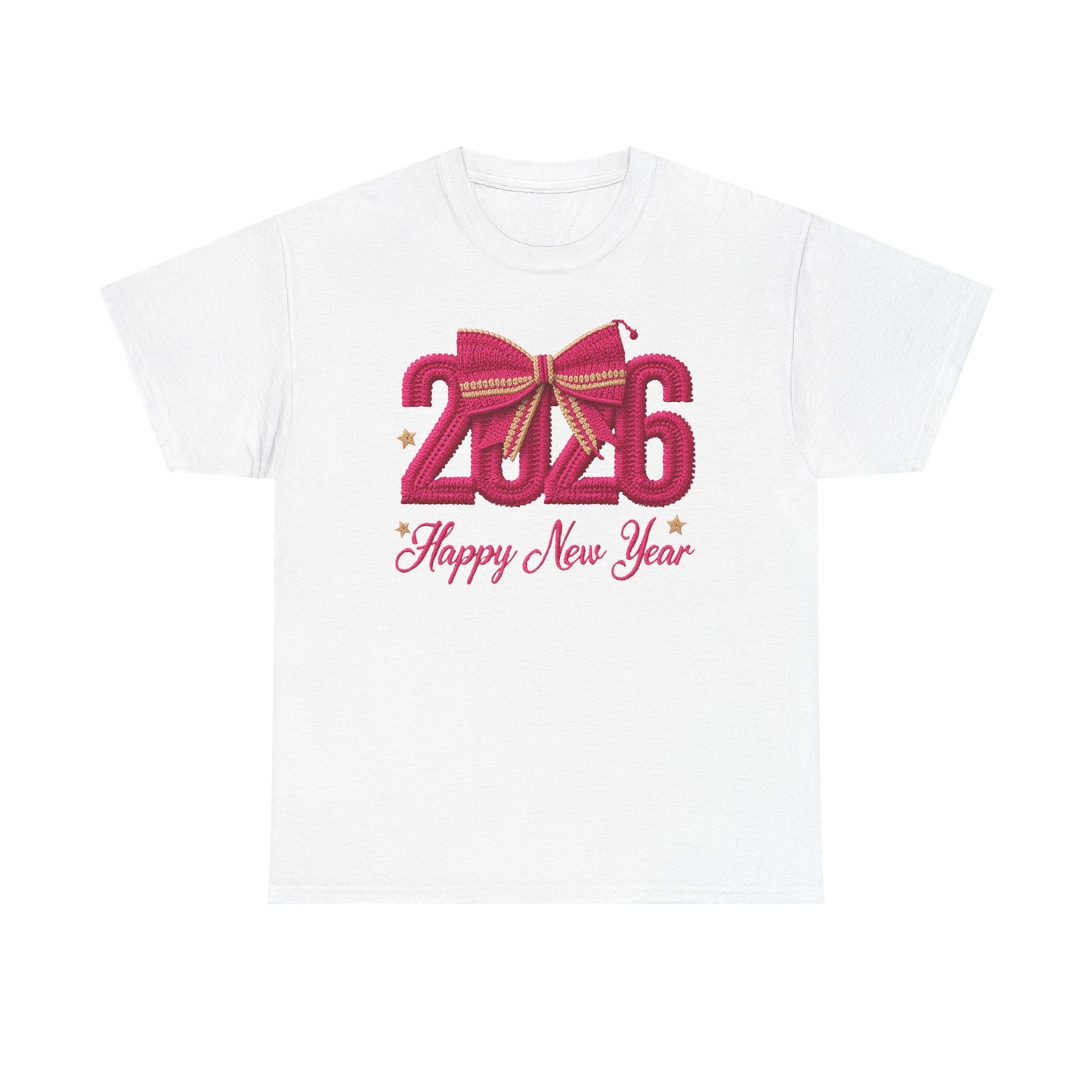 2026 Happy New Year Tee – Festive Pink Bow Celebration T-Shirt