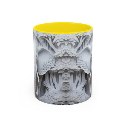 Elephant Relief Accent Coffee Mug — Grey Carved Jungle Design (11/15oz)