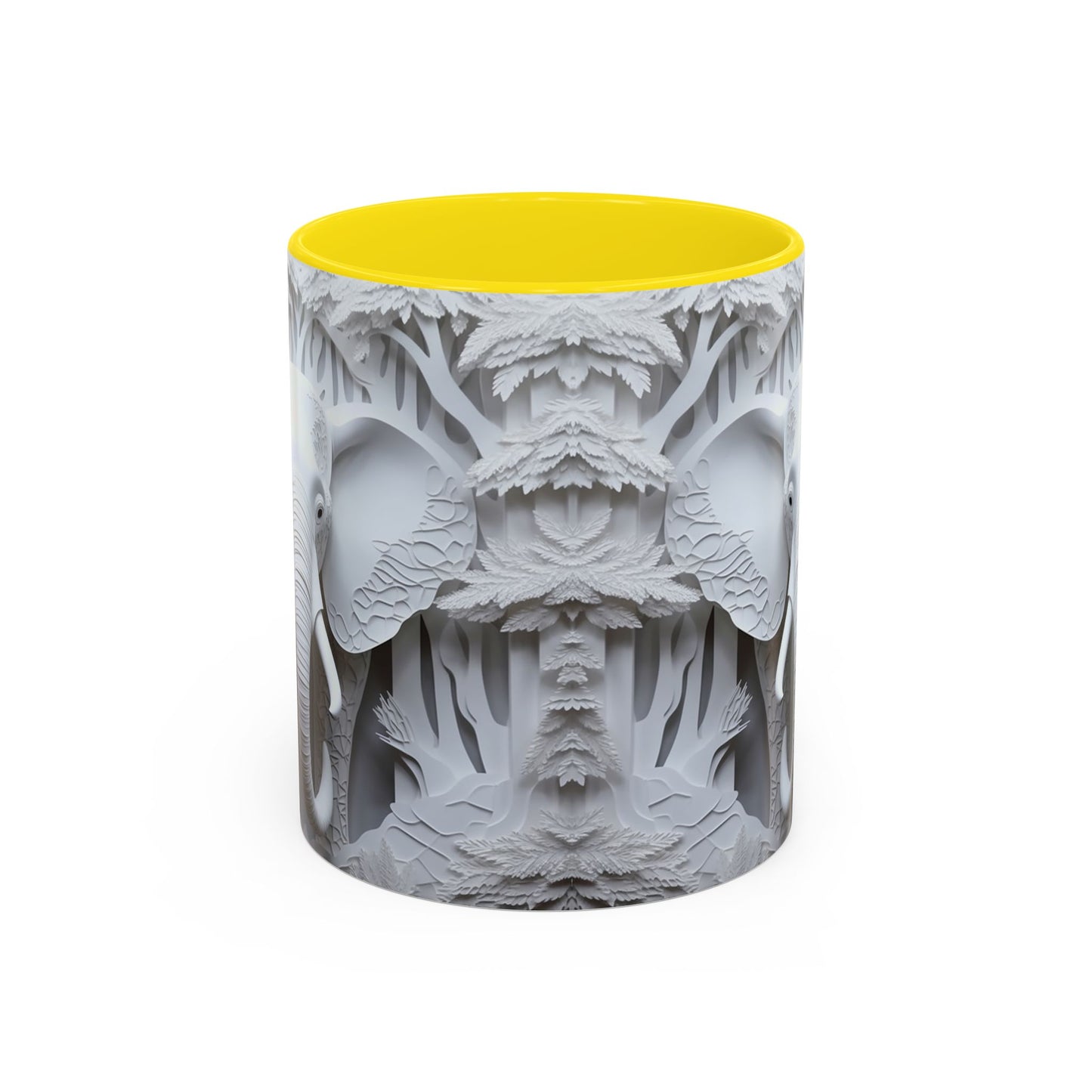 Elephant Relief Accent Coffee Mug  Grey Carved Jungle Design (11/15oz)