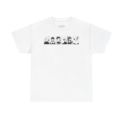 Retro Cartoon Faces Tee | Black Lineup Graphic T-Shirt